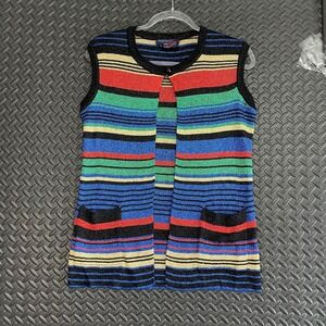 Vintage Renee Tener for‎ Outlander Striped Multi Color Cardigan Vest Women's S